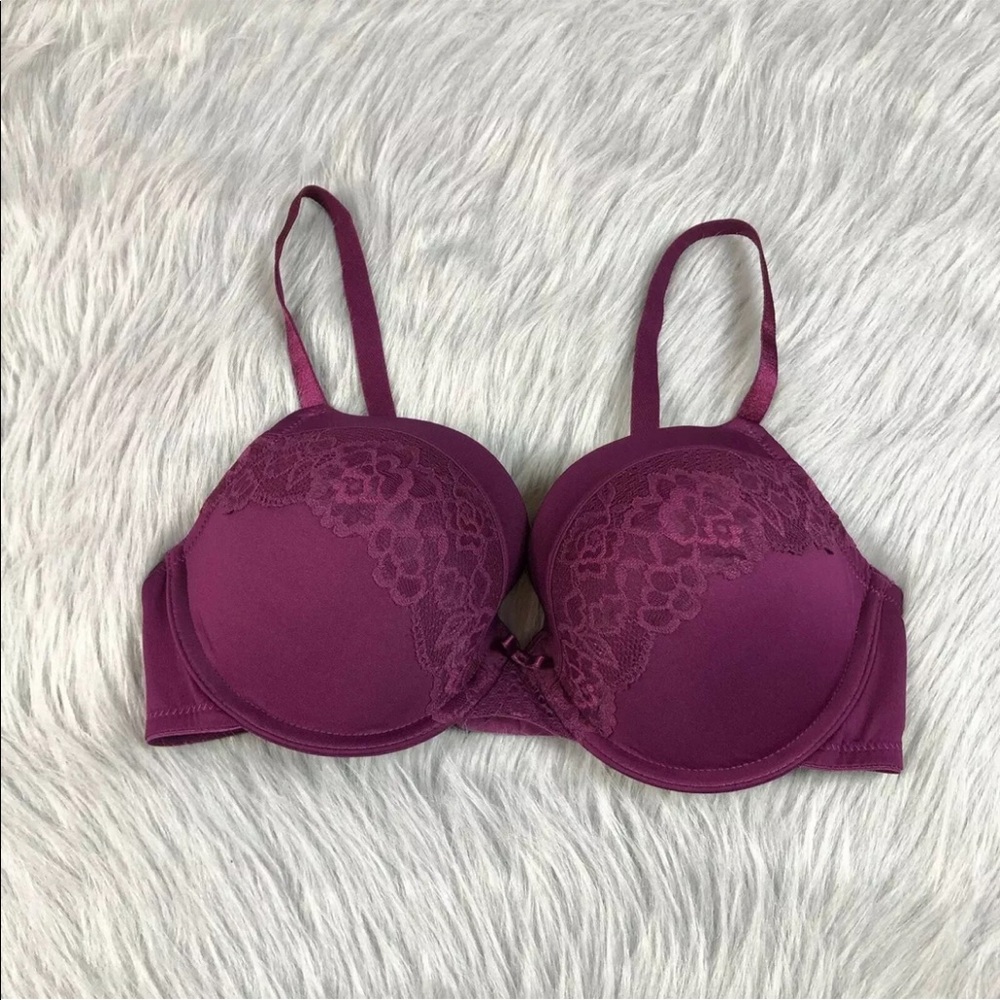 Maidenform 05757 Underwire Push Up Lace Front Bra Sz 36D